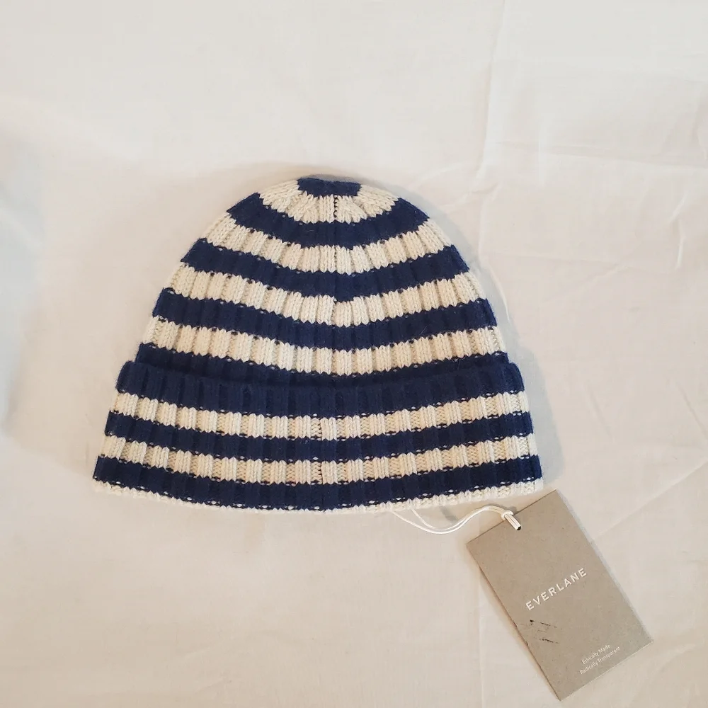 Lot of 3 Unisex Cashmere (2) & Wool (1) Ribbed Knit Beanies One Size New Tags